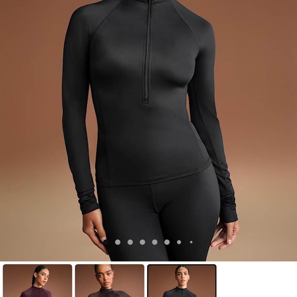 Nike SKIMS Shine Black Long Sleeve Half Zip Women's Top